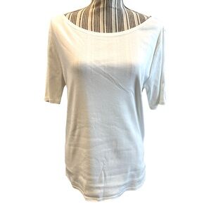 JCrew white 3/4 inch blouse scoop neck large